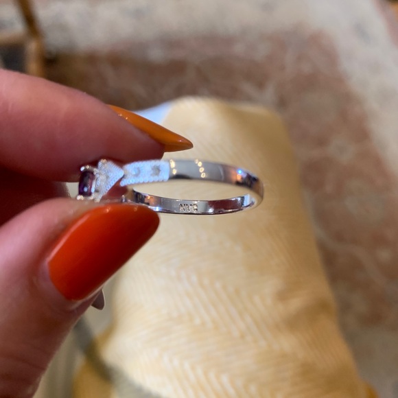 Silvertone NVC Ring With Purple Stone & Sparkles Size 10 - Picture 7 of 8